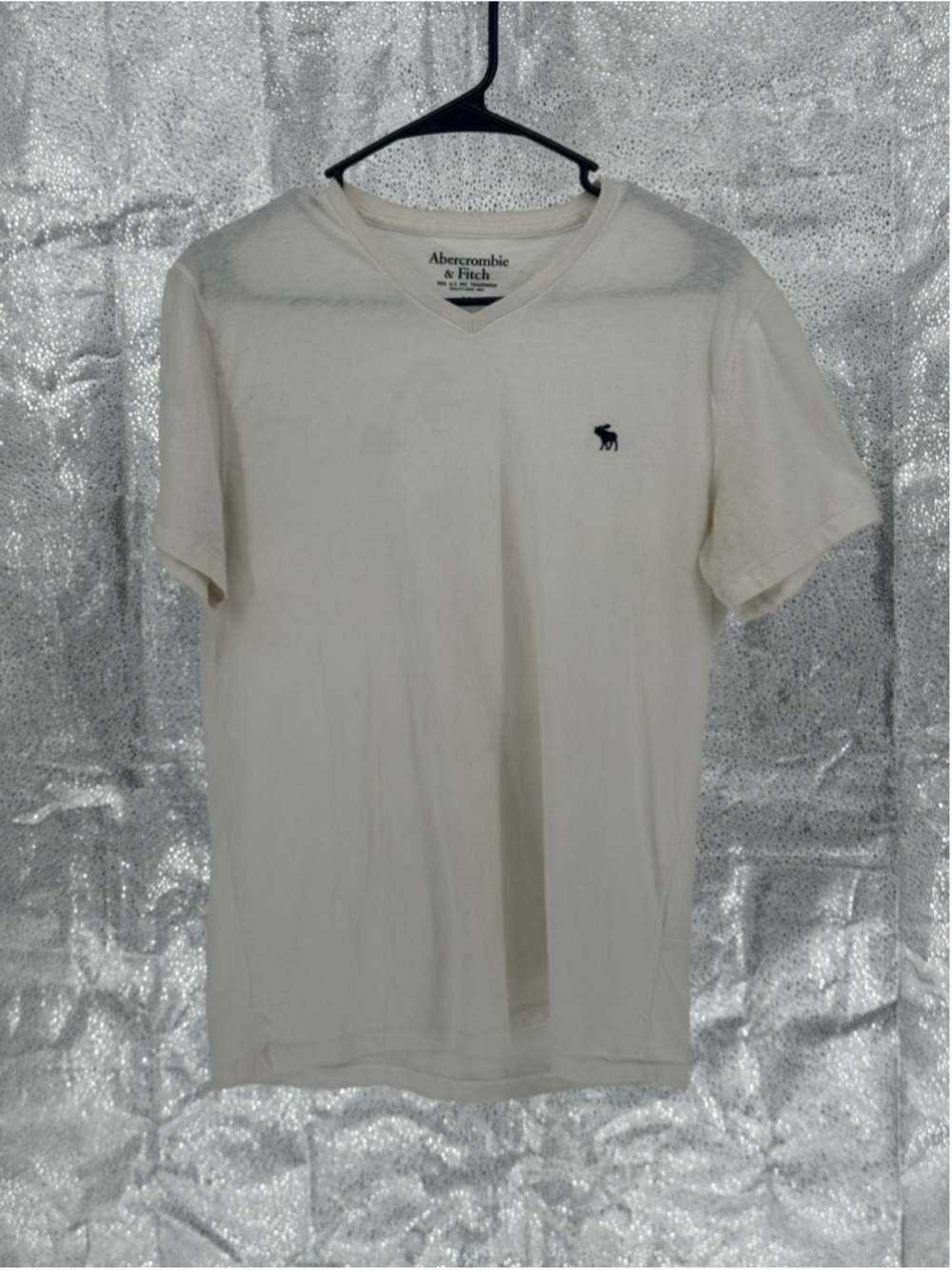 Men's Abercrombie & Fitch V-Neck T-Shirt Beige Size M